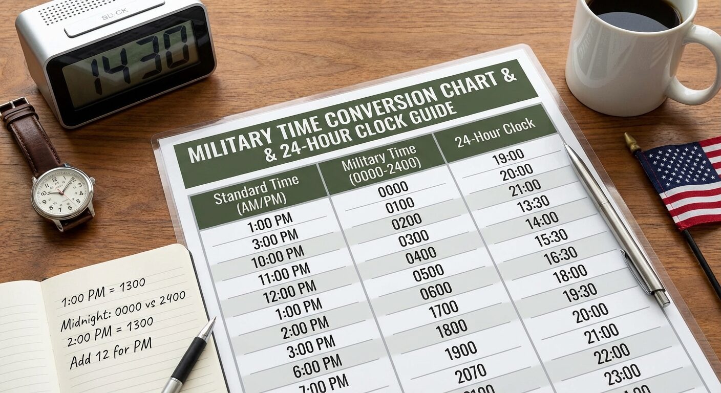 Military Time Chart & 24-Hour Clock Conversion Guide